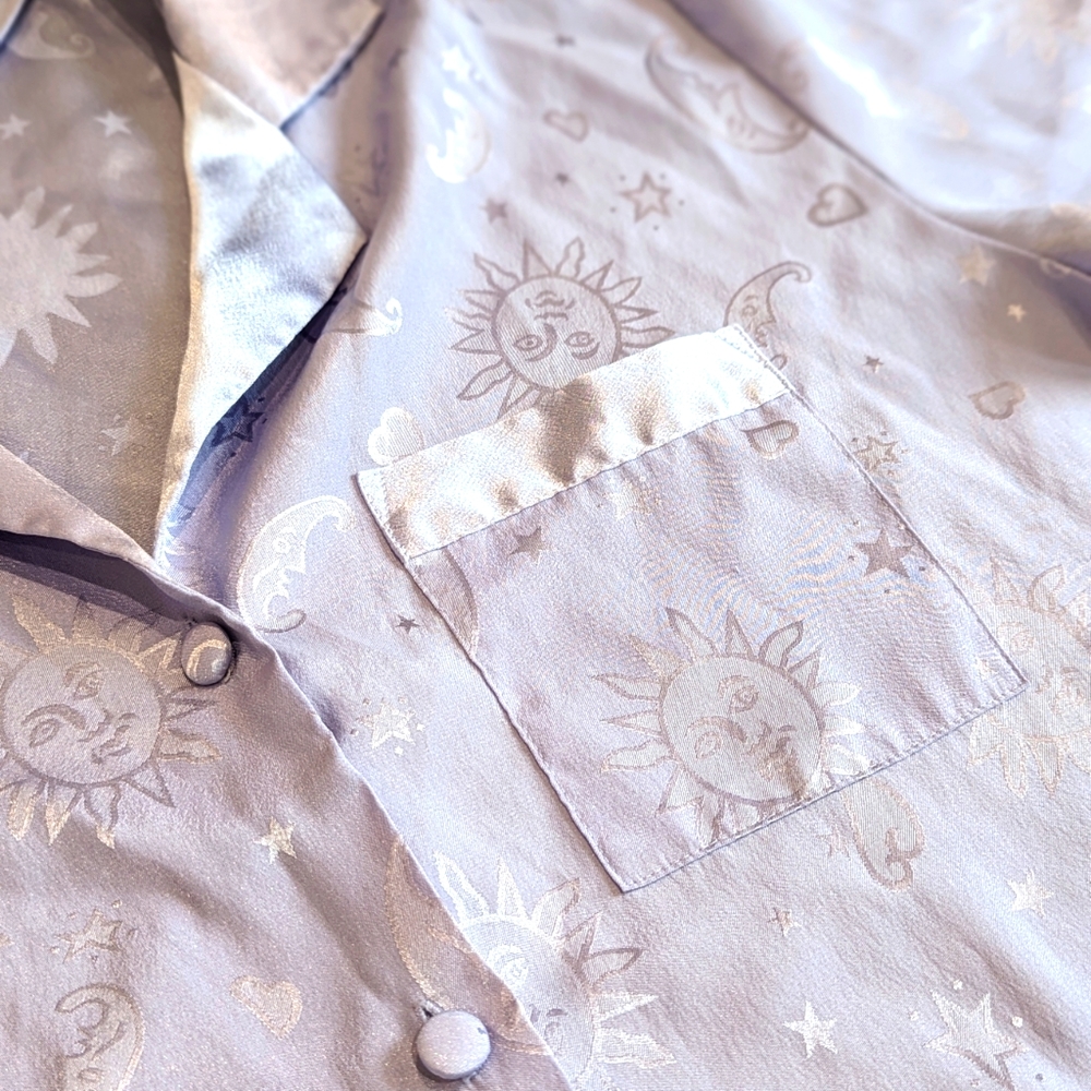 Vintage C&A Sun, Moon, Stars Lavender Summer Pajamas Sz M